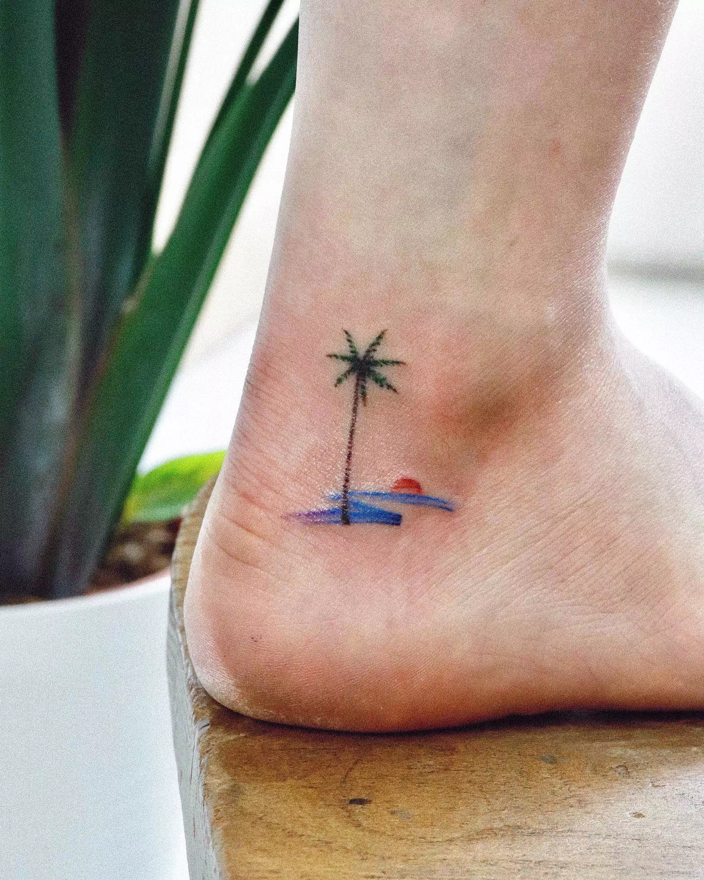 Palm Tree Foot Tattoo 1