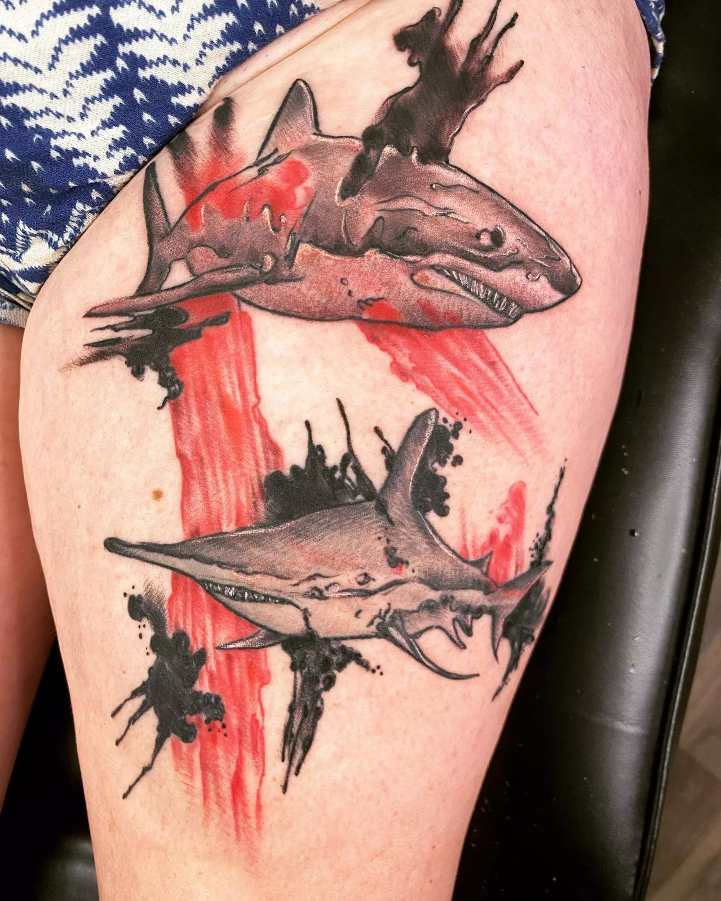 Scary Horror Inspired Trash Polka Tattoo