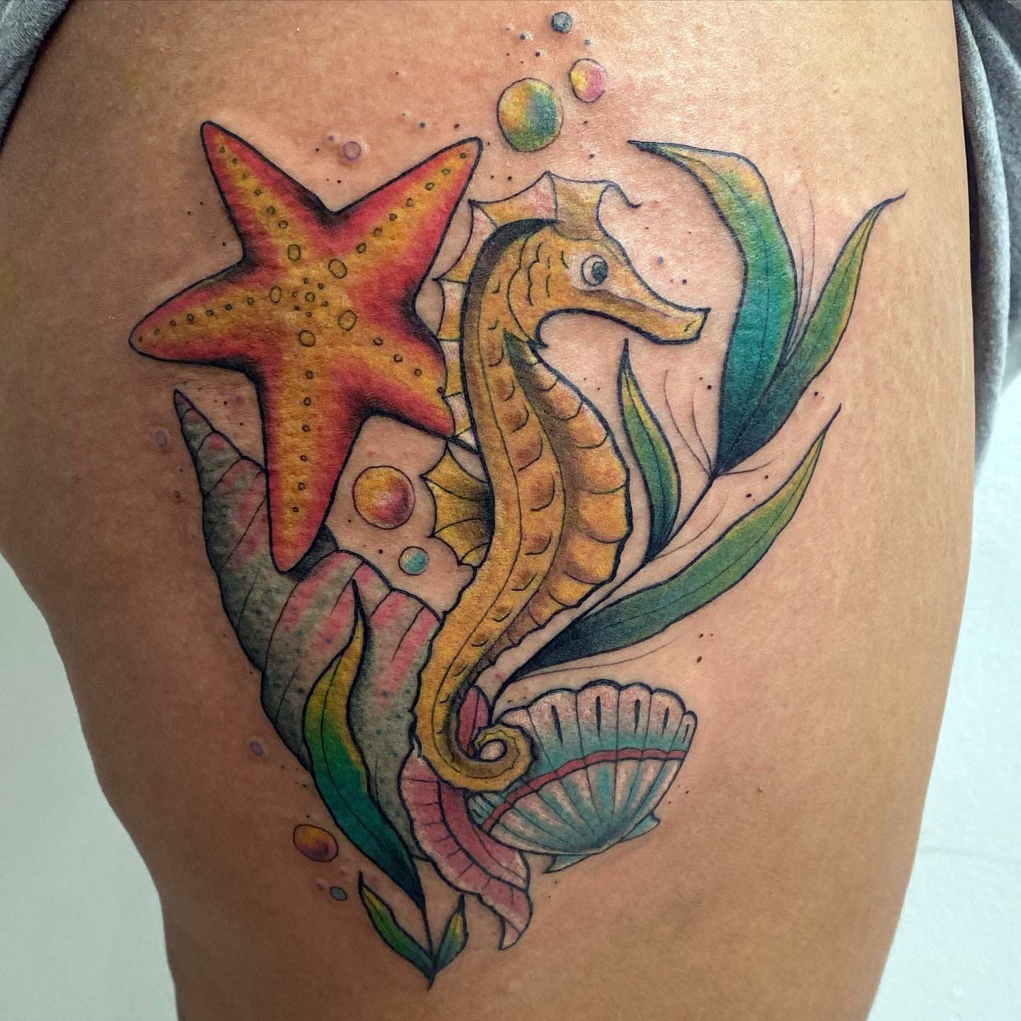 Seahorse Tattoo Design Colorful Ink