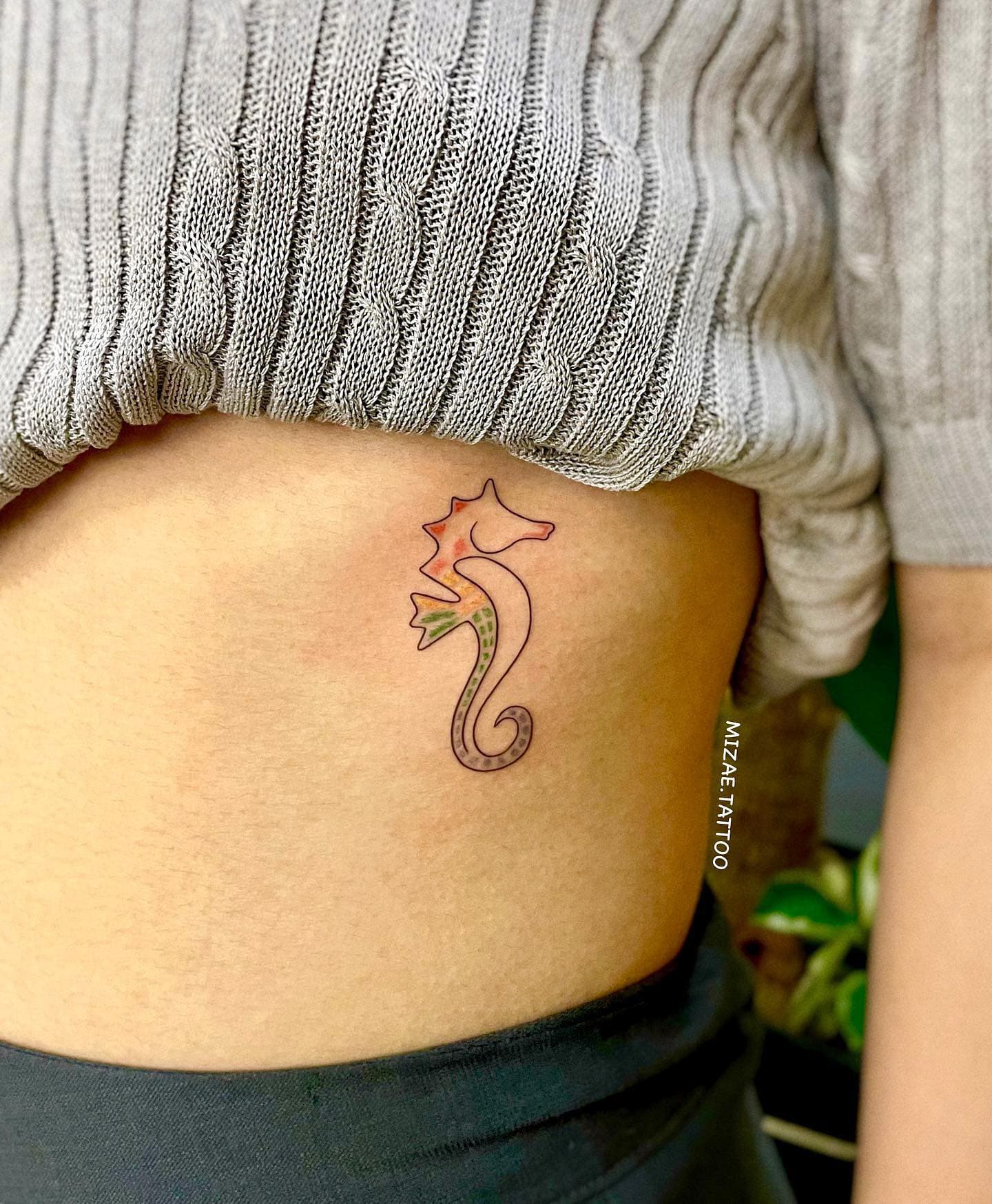 Side Piece Seahorse Tattoo