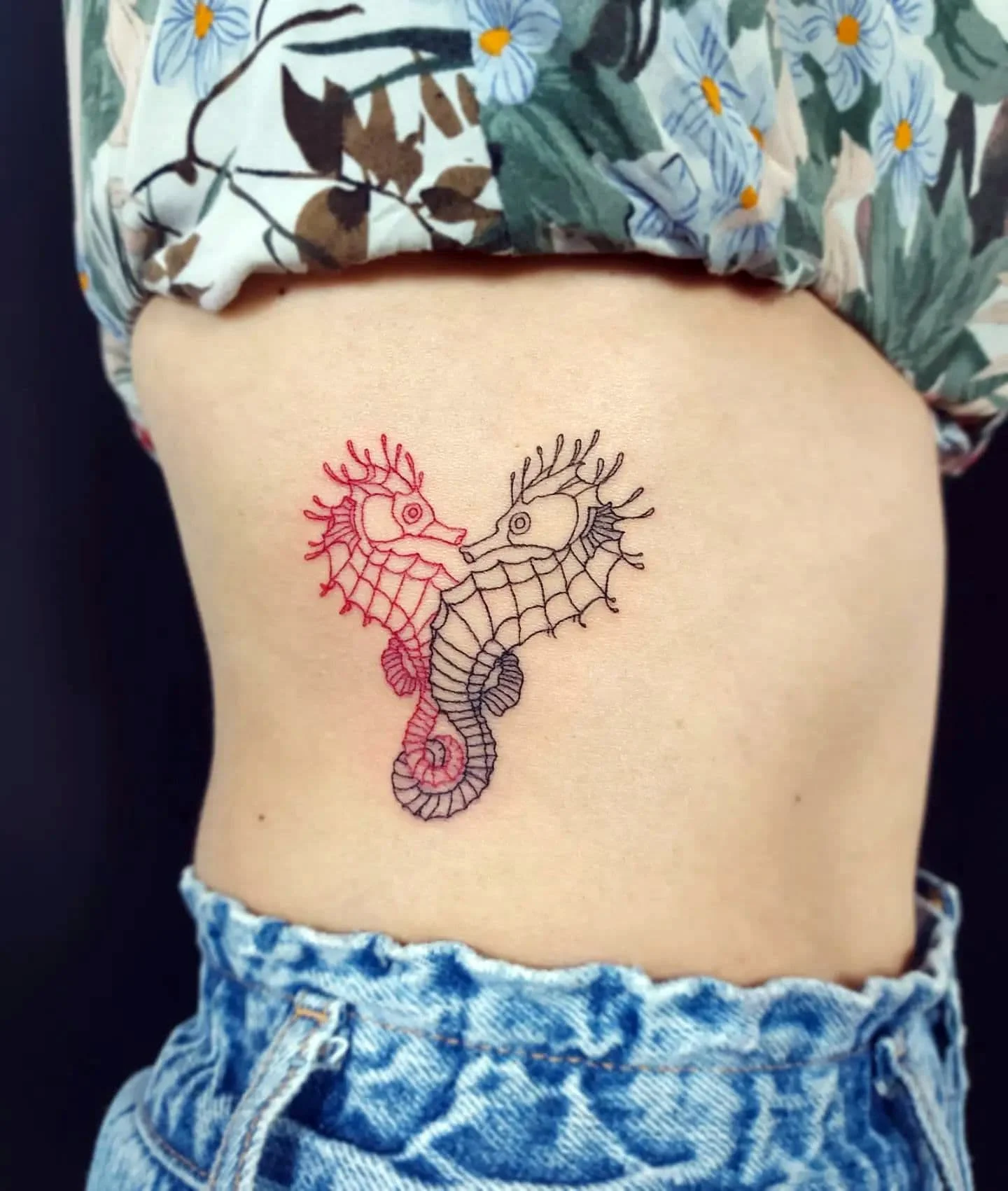 Side Piece Unusual Seahorse Tattoo