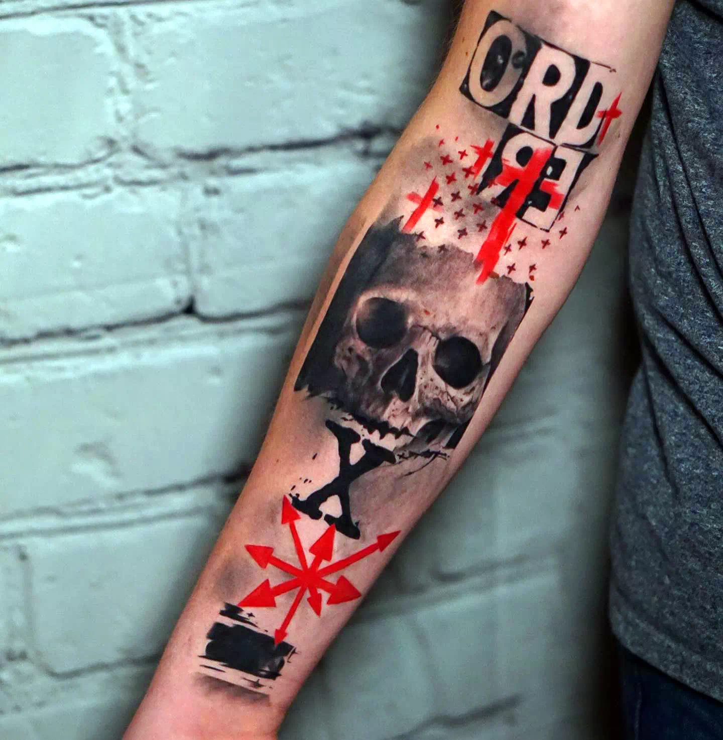 Skull Trash Polka Tattoo Design 1