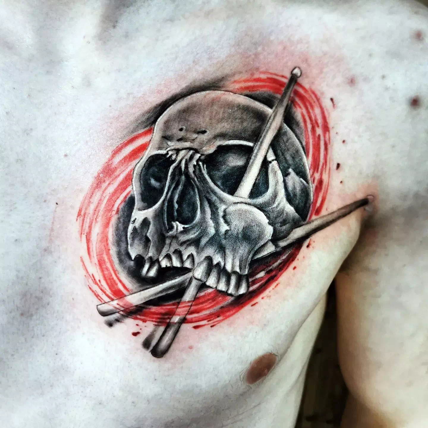 Skull Trash Polka Tattoo Design