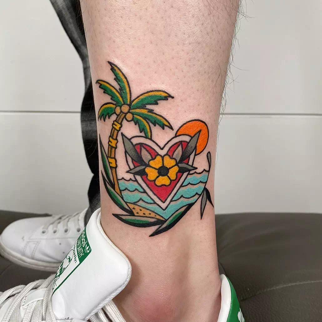 The Heart Shaped Palm Tree Tattoos 1