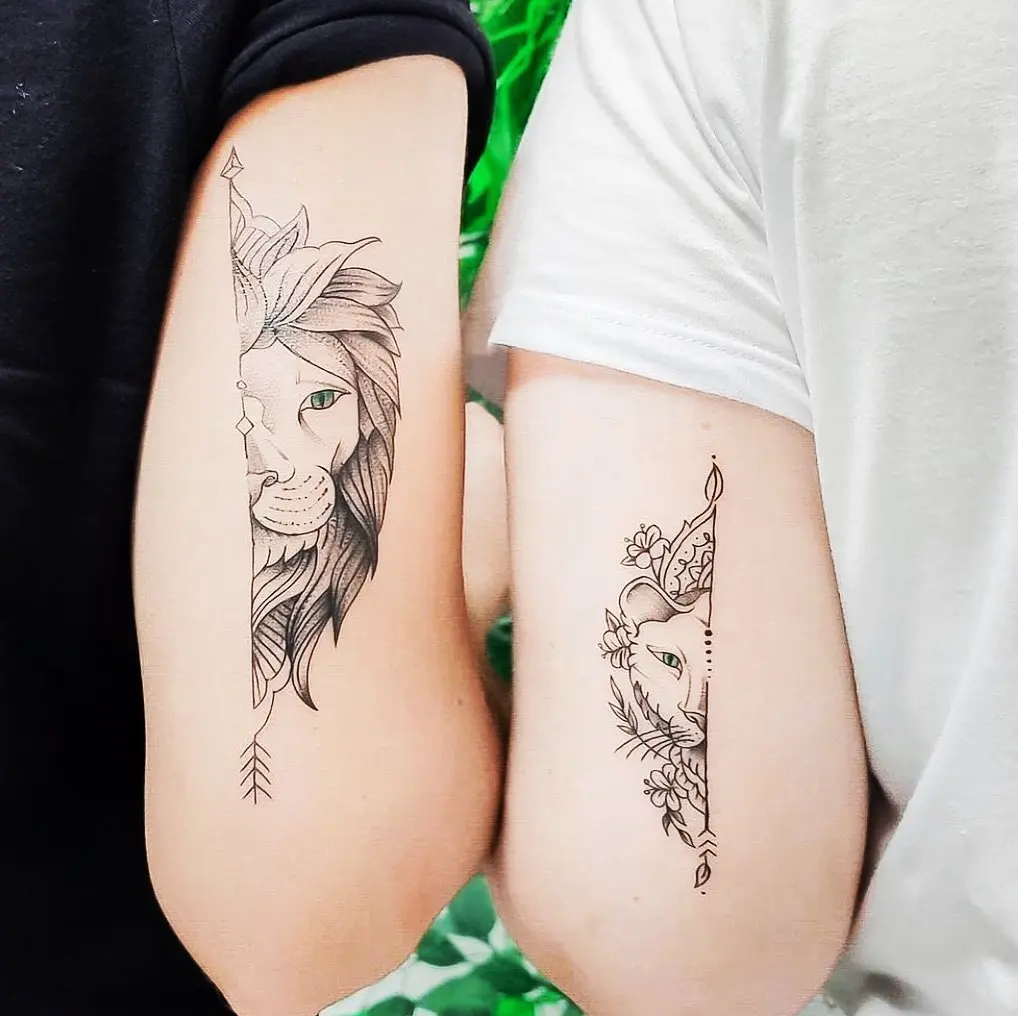 Tatuaje de pareja de dos mitades