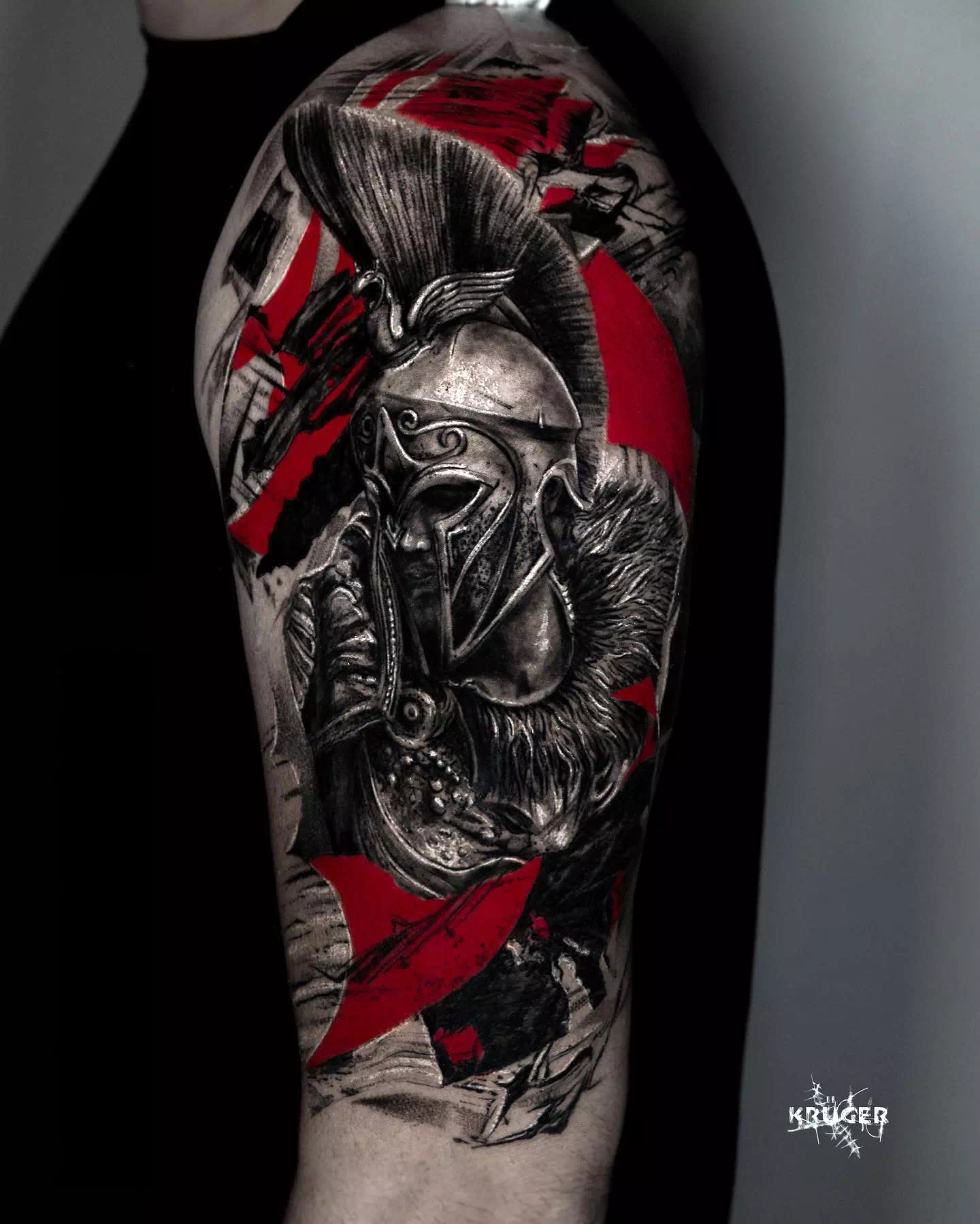 Warrior Trash Polka Tattoo Half Sleeve