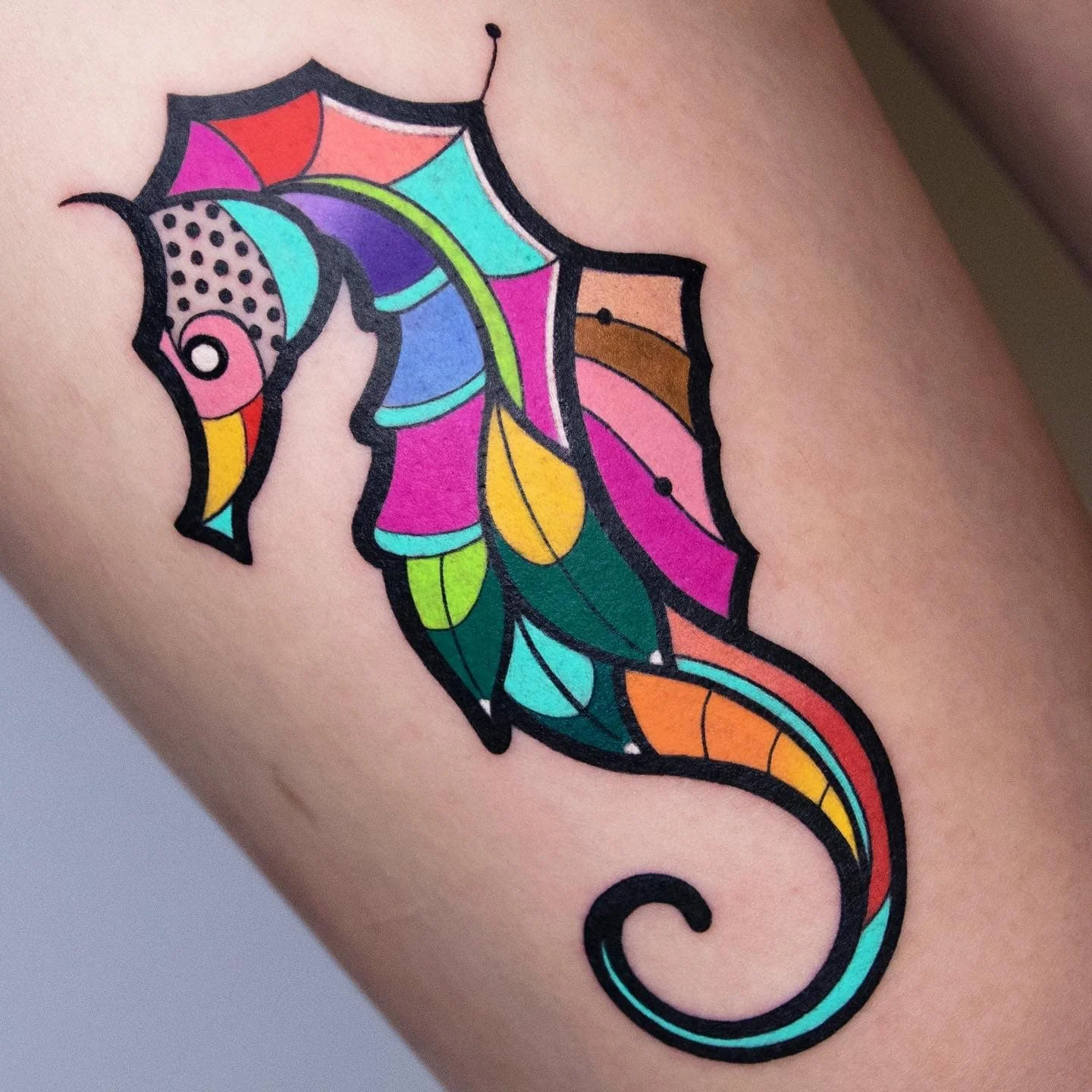 Watercolor Seahorse Tattoo 2
