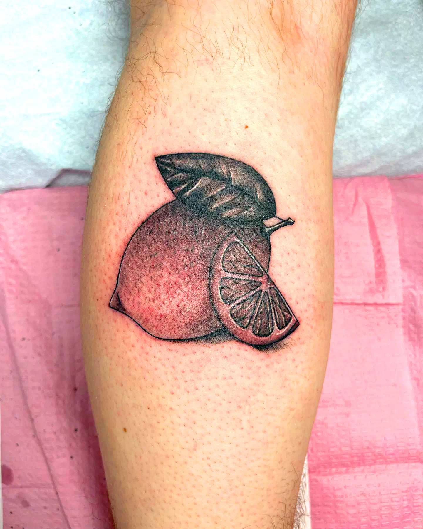 Back Calf Lemon Tattoo