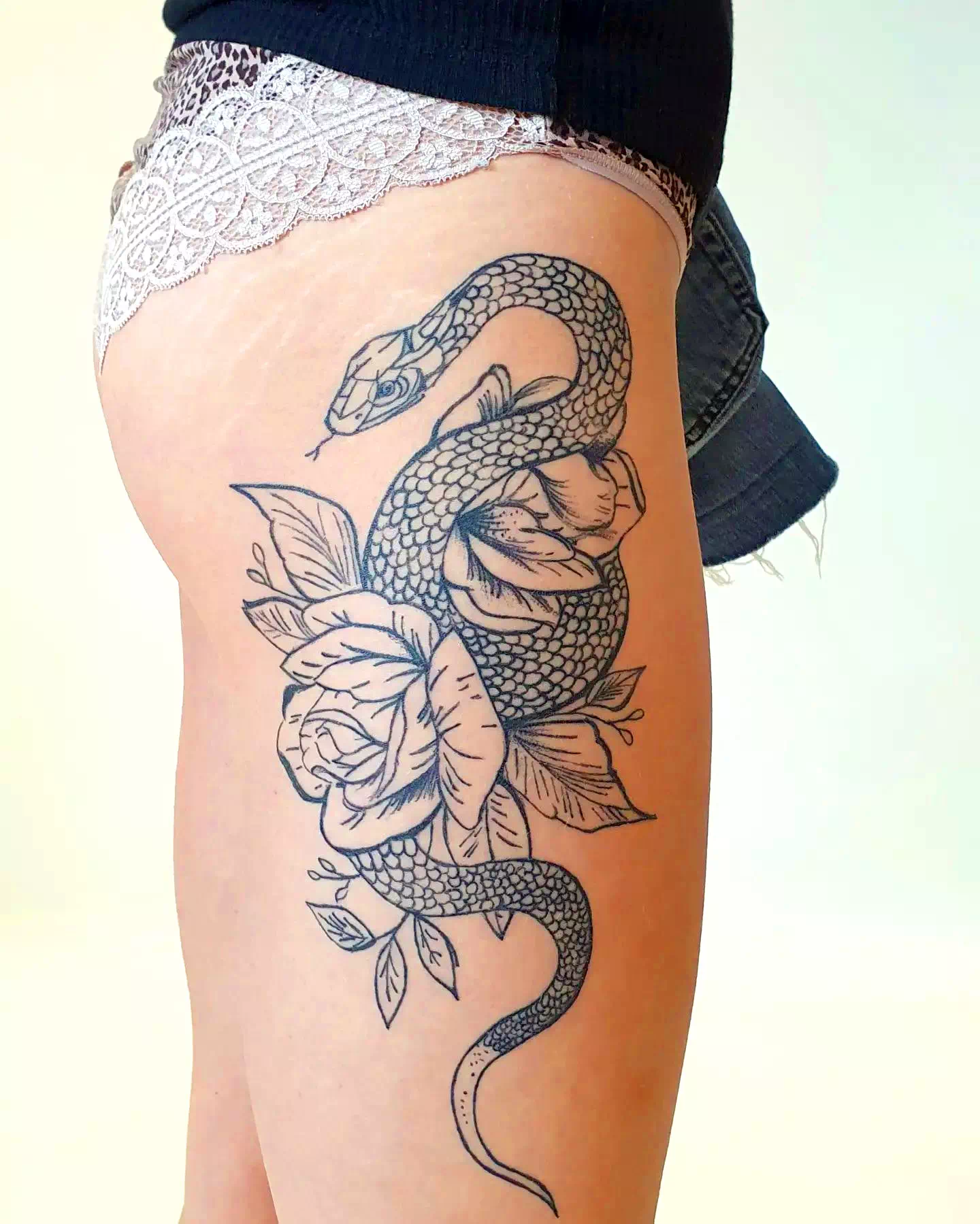 Calf Tattoo Designs Snake Print 1