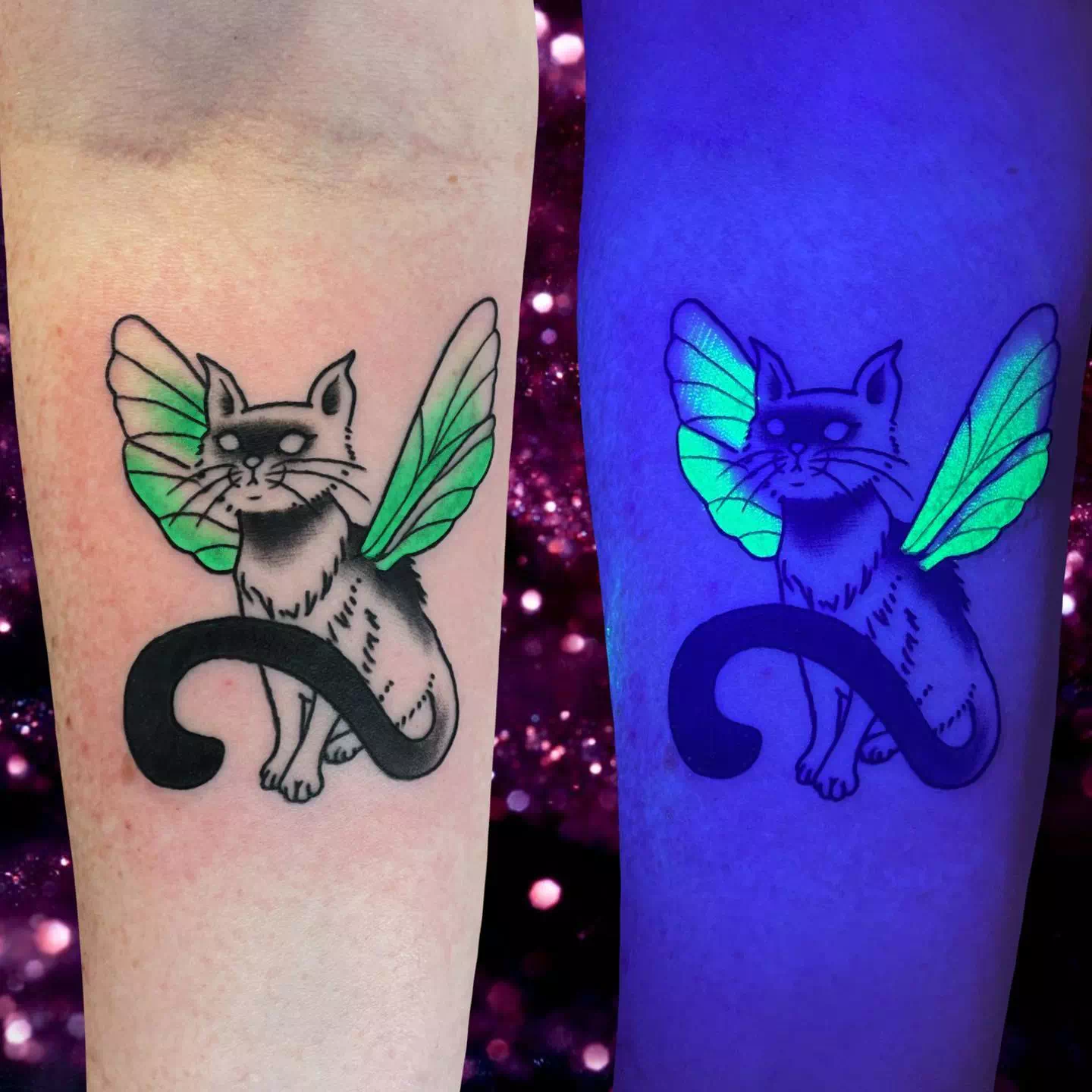 Cat Glow In The Dark Tattoo 1