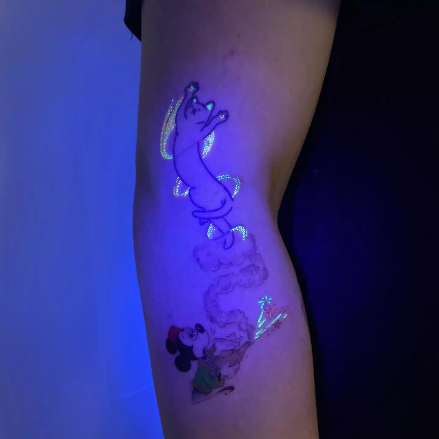 Tatuaje de un gato que brilla en la oscuridad 3