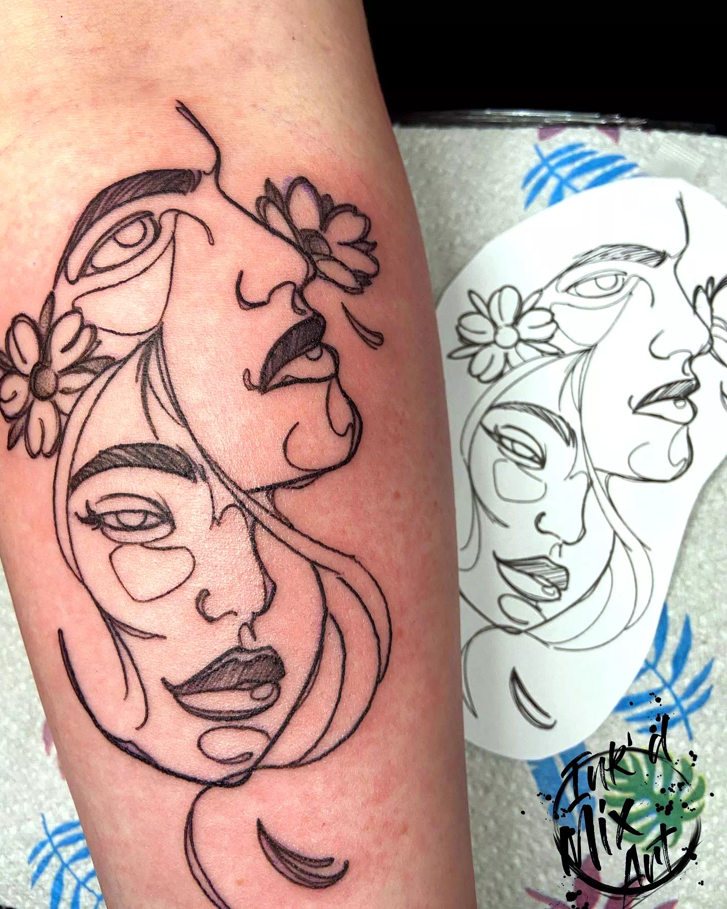 Continuous Line Contour Tattoos 2