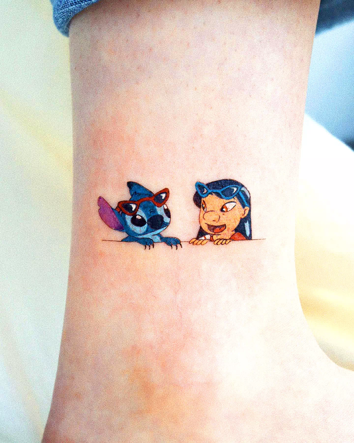 Lily Stitch Calf Matching Tattoos