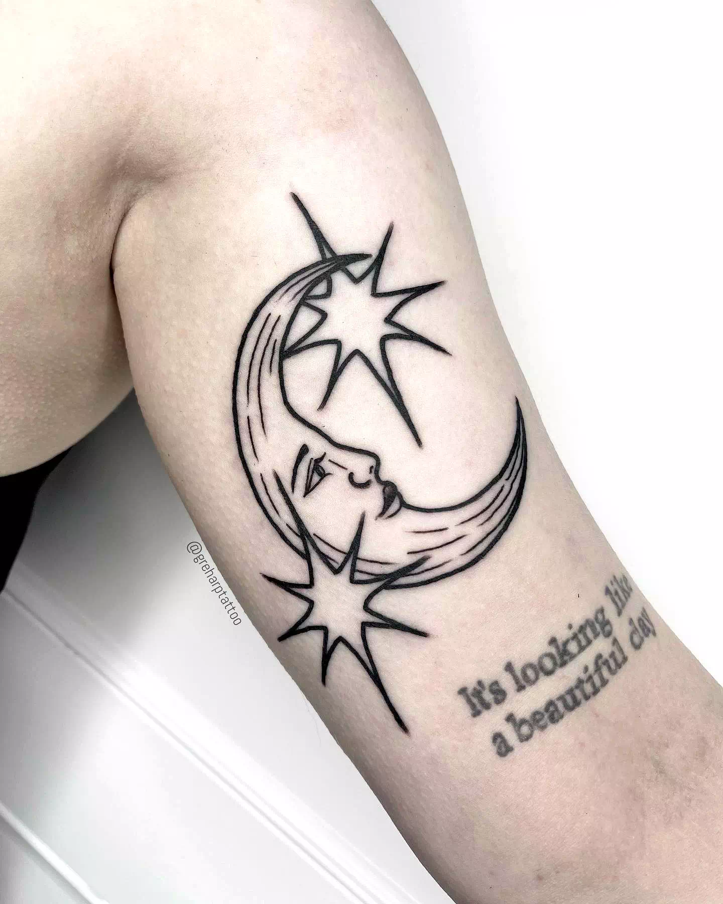 Moon and Stars Tattoo 5