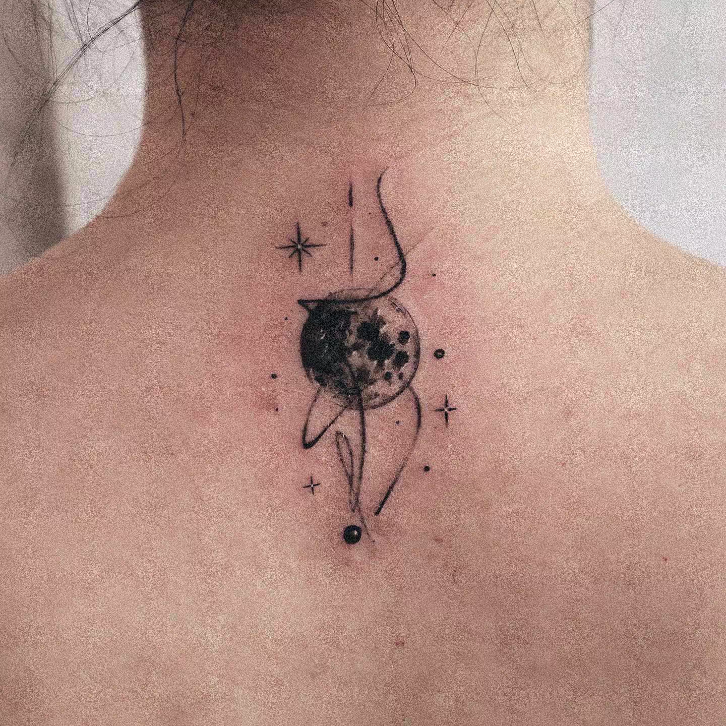 Moon and Stars Tattoo 8