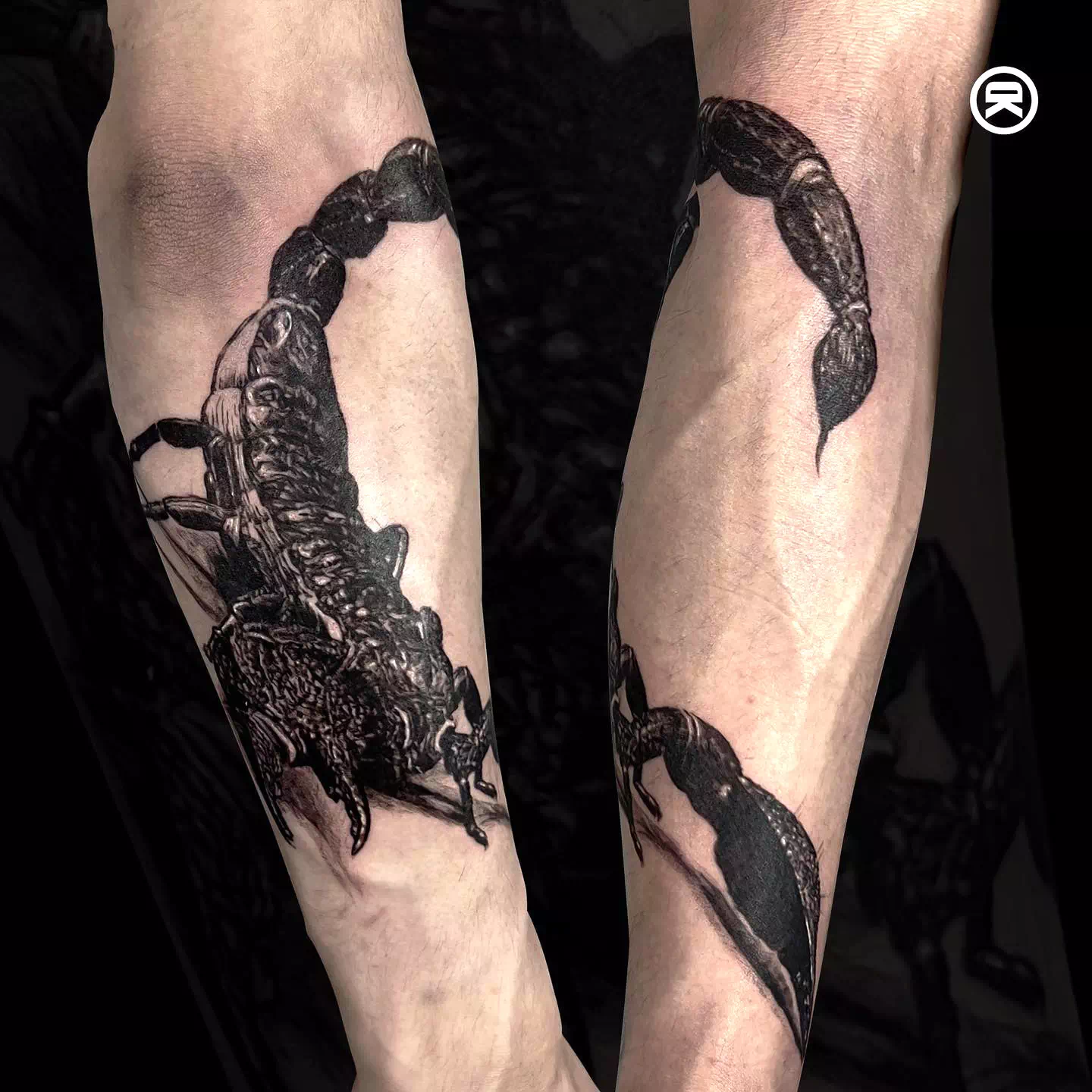 Tatuaje de escorpión manga tradicional diseño negro