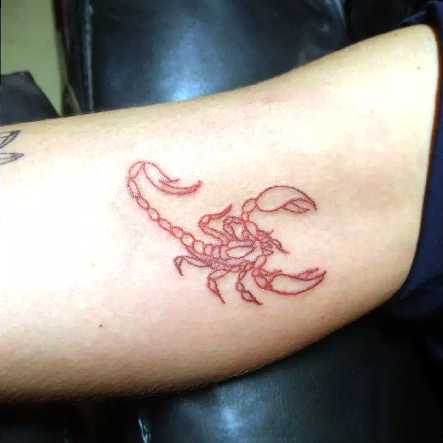 Small Scorpio Tattoo Red Ink 2
