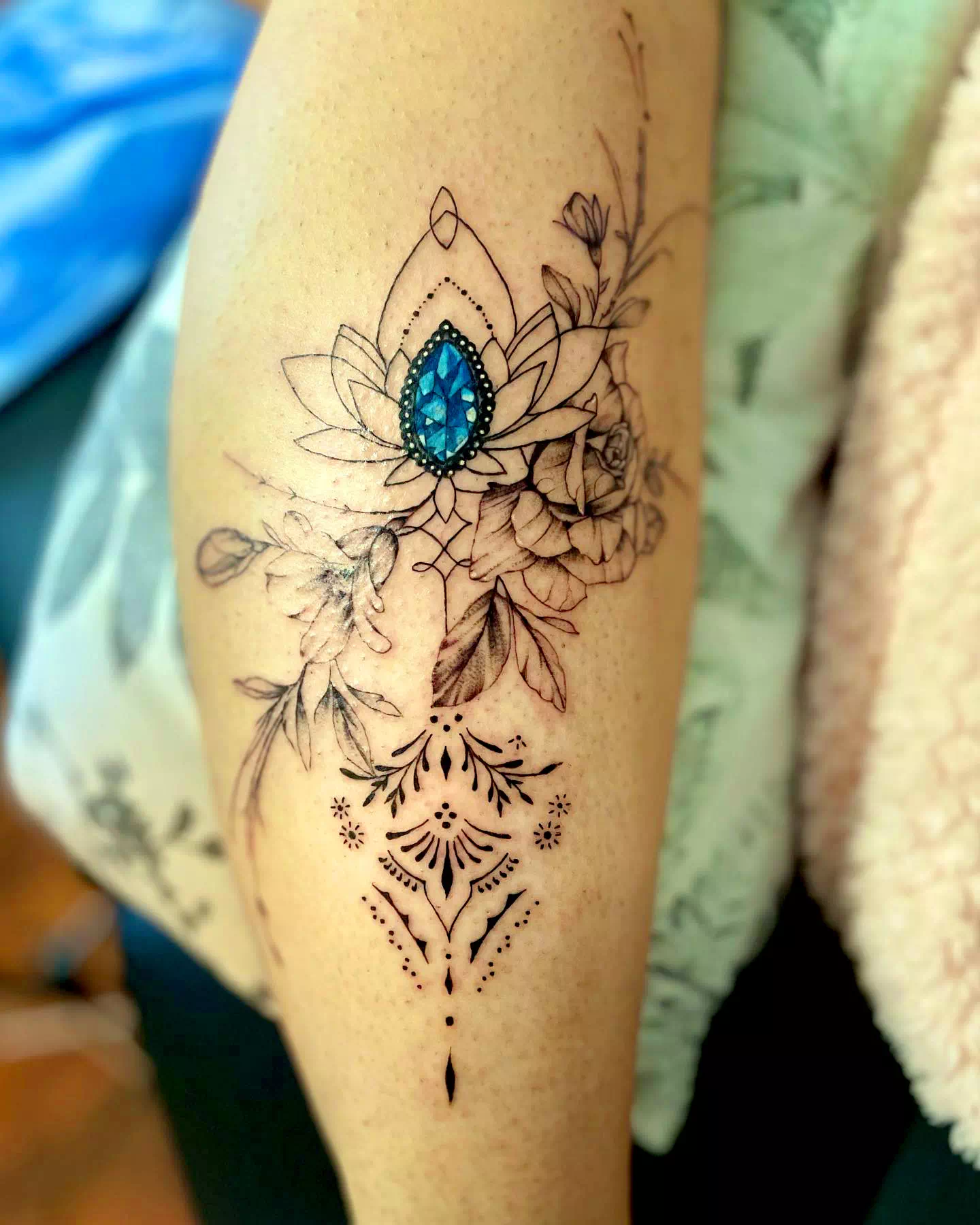 Pulsera de tobillo Tatuaje Gema Azul