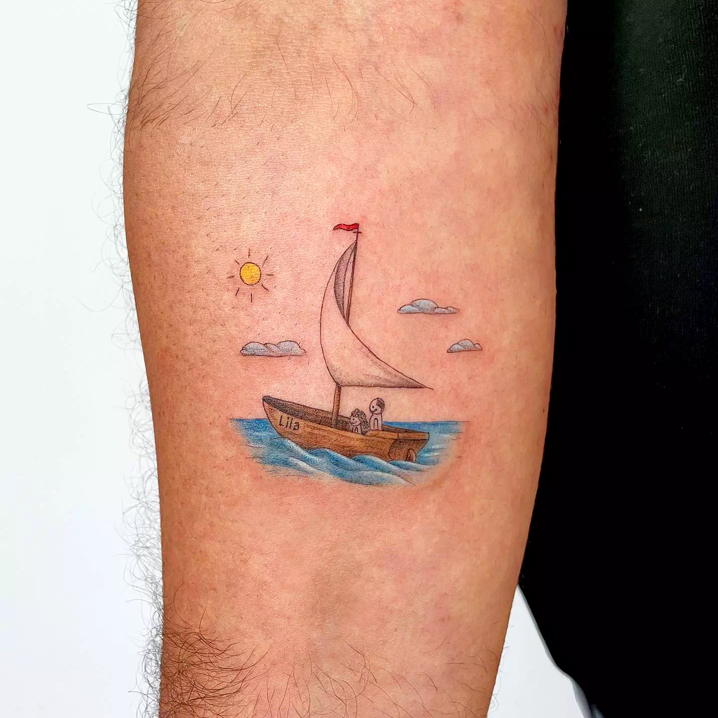 Tatuaje de pulsera de barco pequeño