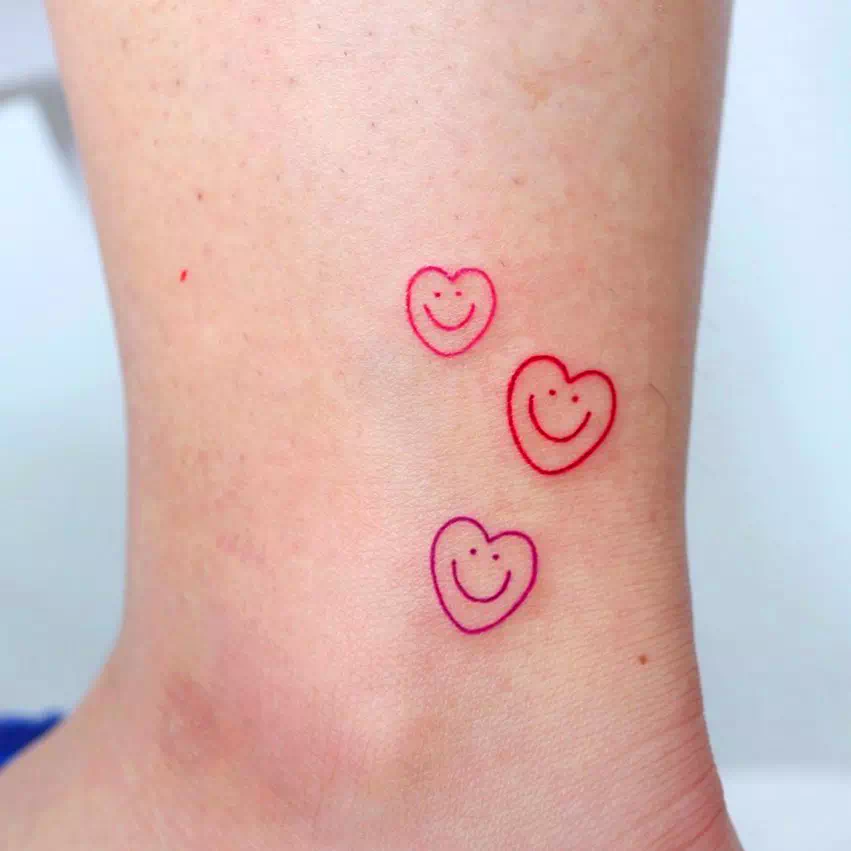 Small Smiley Tattoo Red Ink