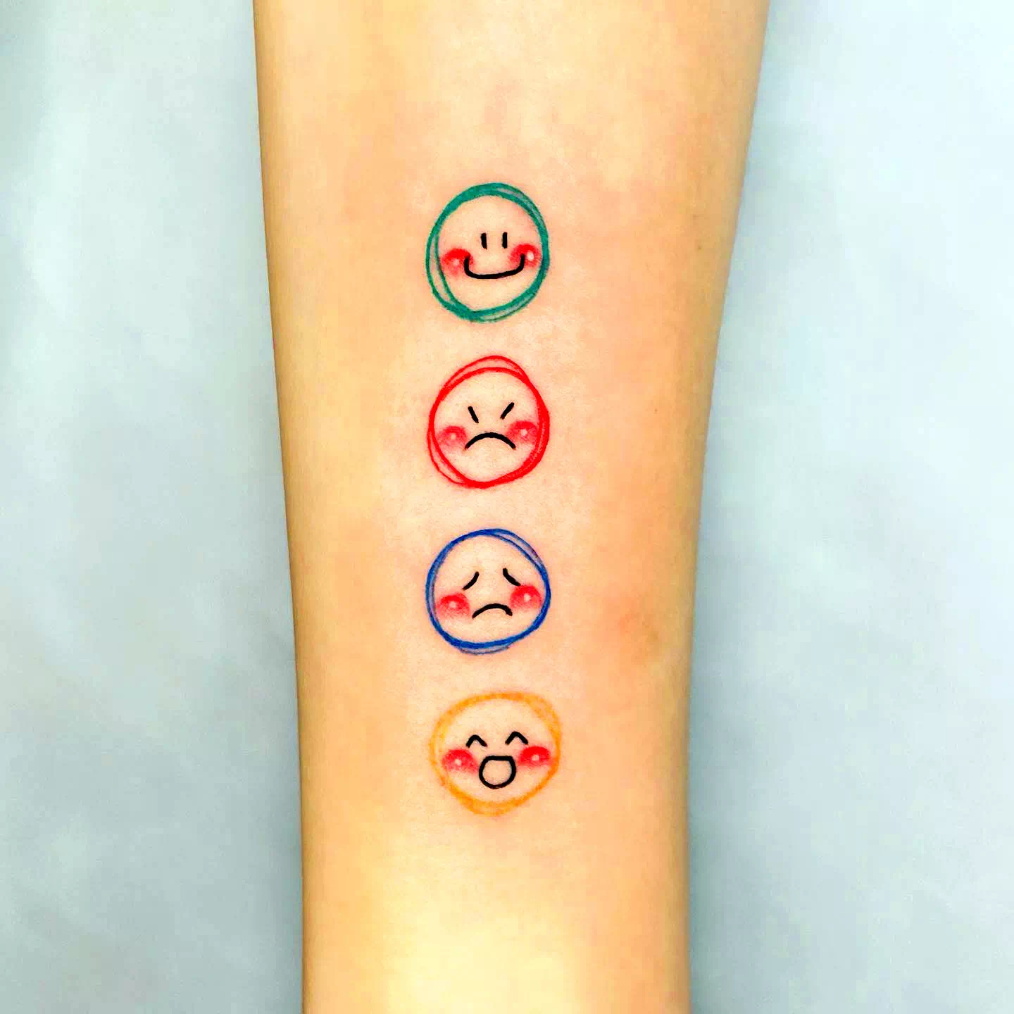 Smiley Face Tattoo Red Ink