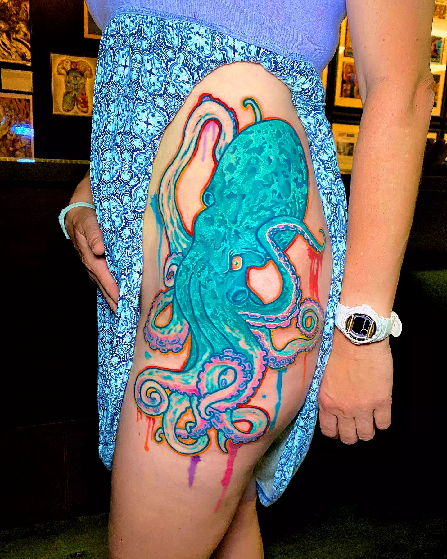 Blaugeringelter Oktopus Tattoo 1