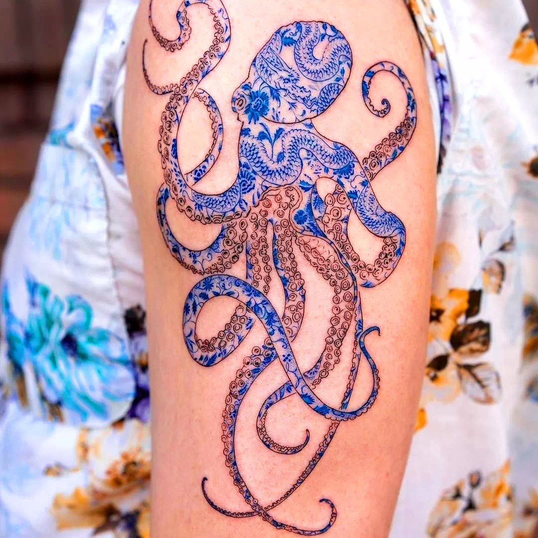 Blaugeringelter Oktopus Tattoo 2