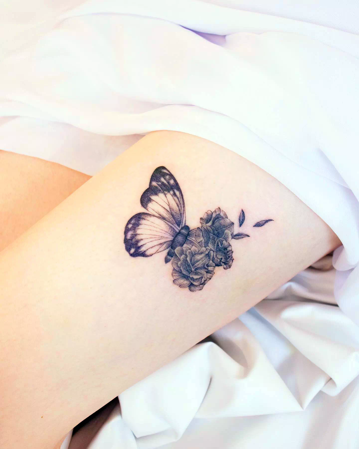 Butterfly Thigh Tattoo on Thigh 2