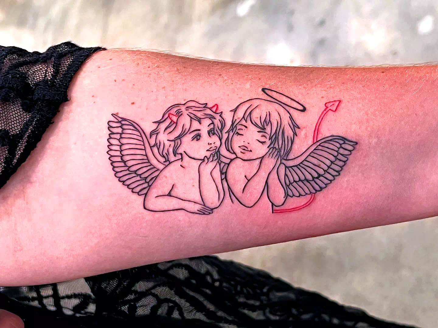 Colorful Baby Cherubs Tattoo 3