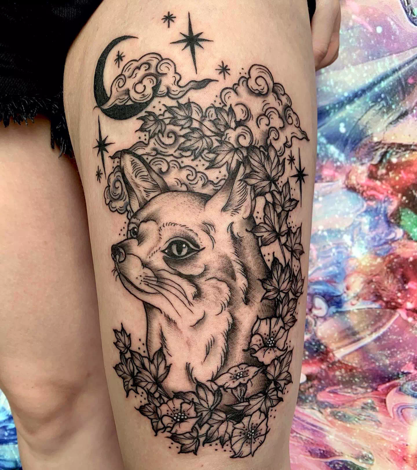 Fox Tattoo on Thigh 1