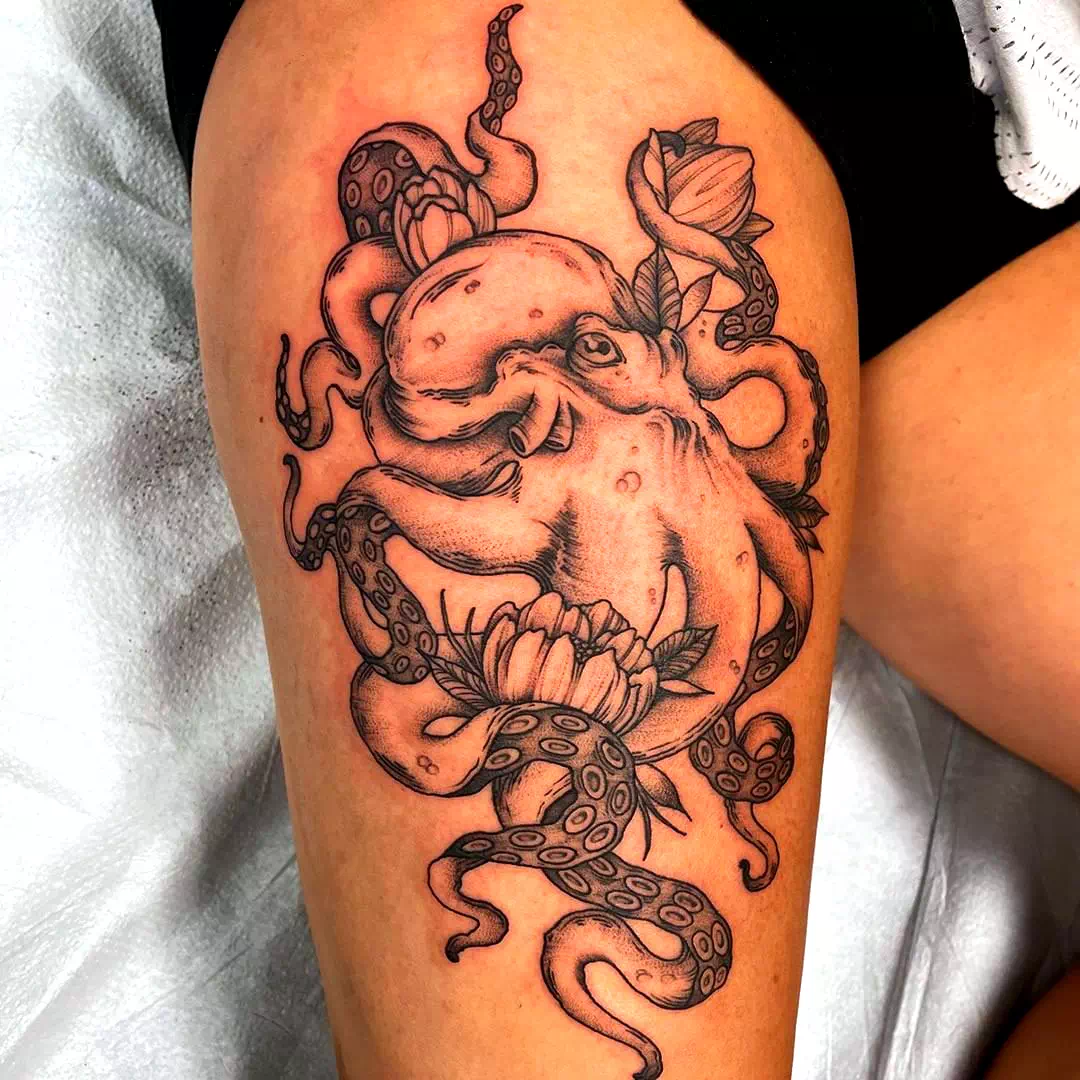 Oktopus und Anker Tattoo 1