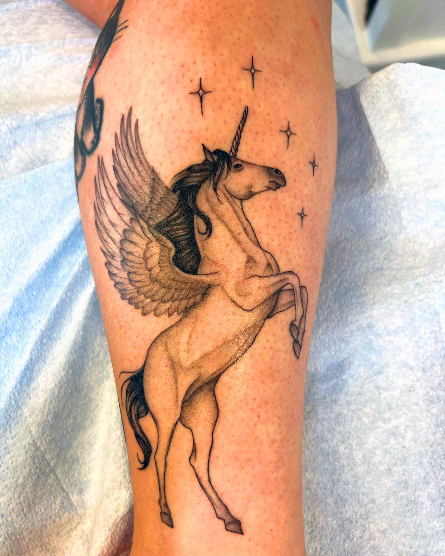 Black Unicorn Tattoo For Ladies