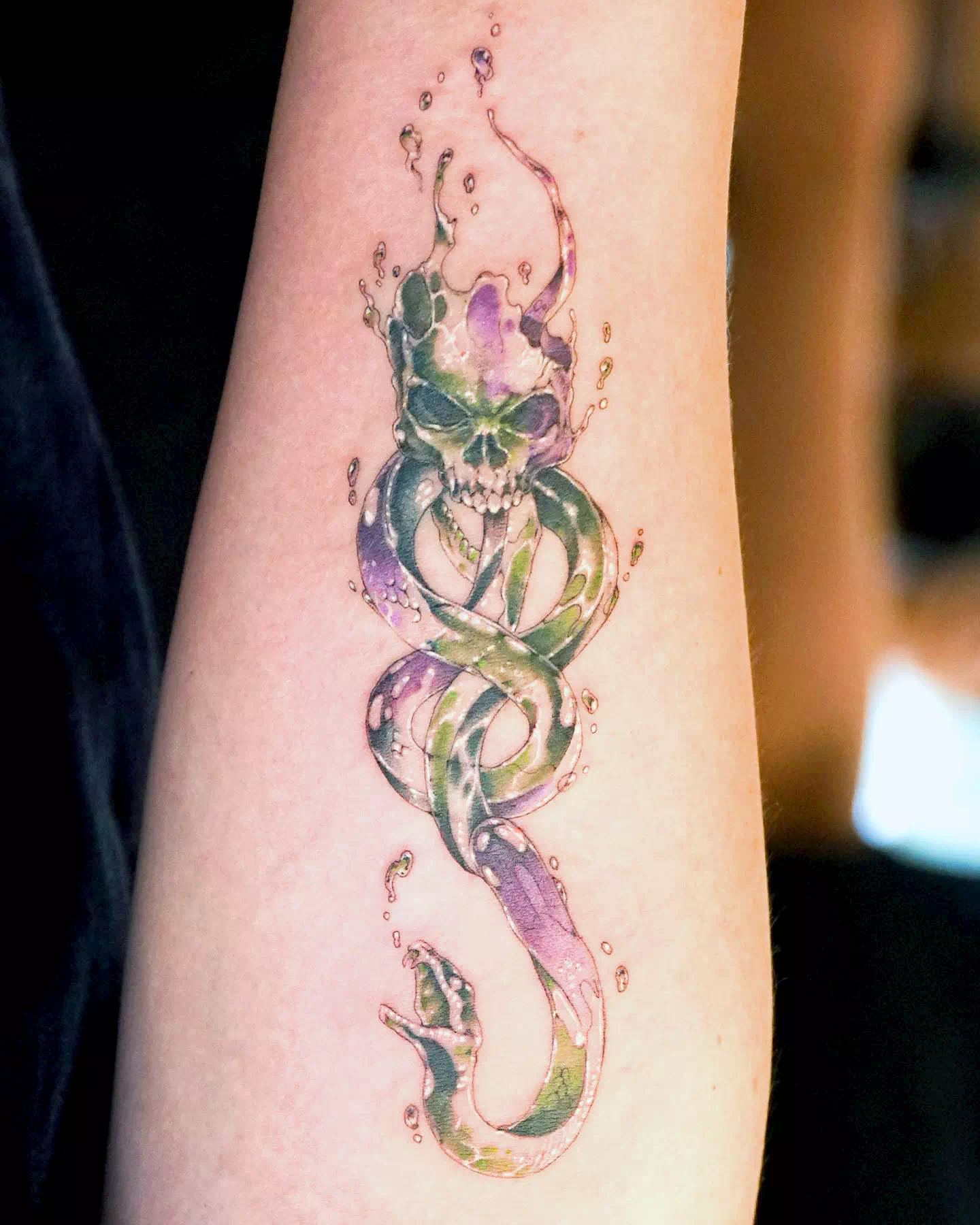 Bright Forearm Death Eater Tattoo