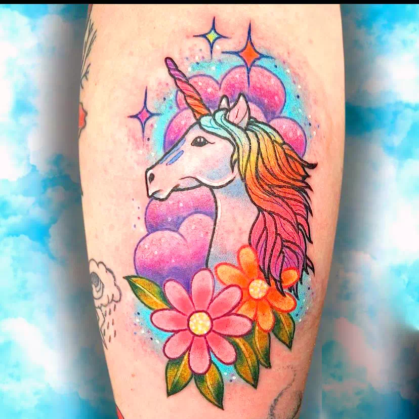 Colorful Unicorn Tattoo Ink