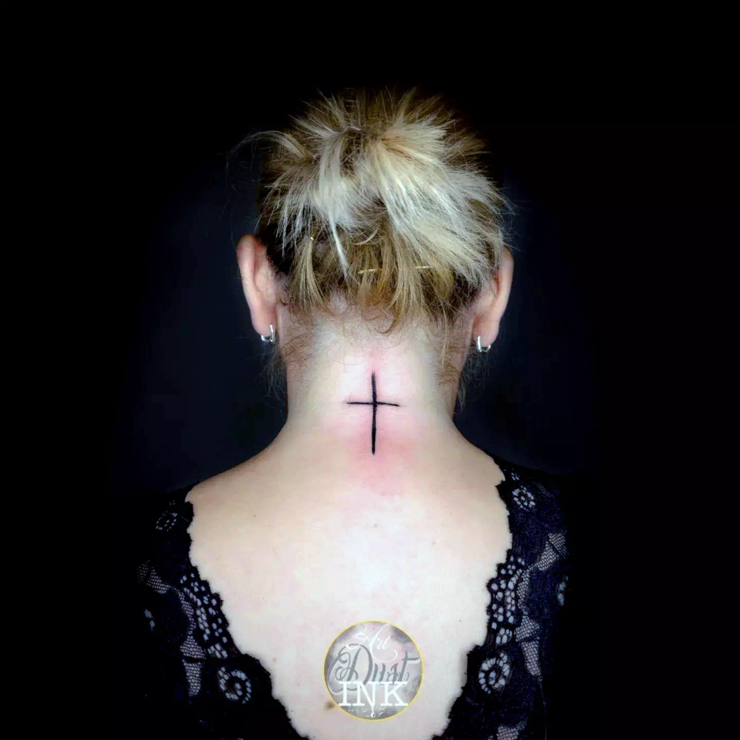 Cross neck tattoo 1