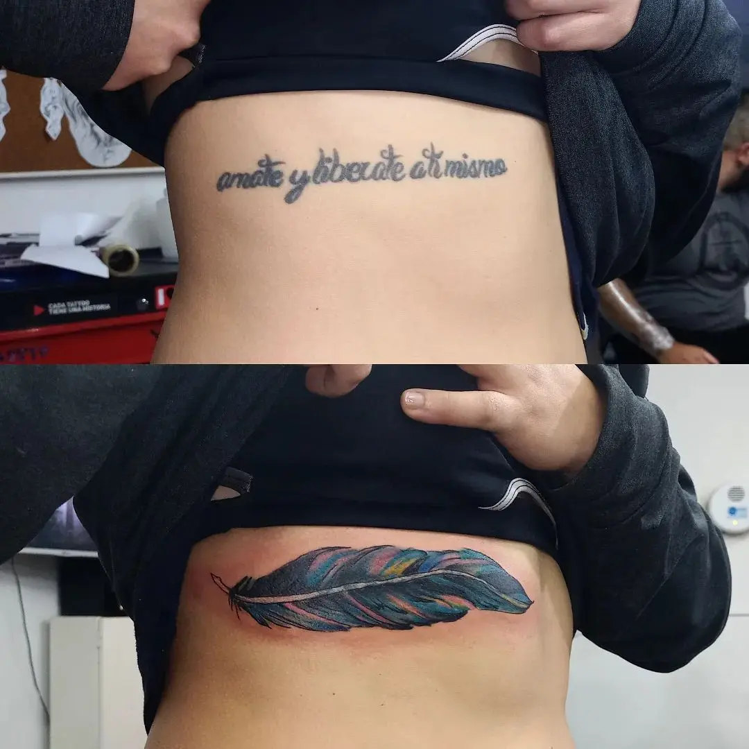 Feather Cover Up Tattoos 3