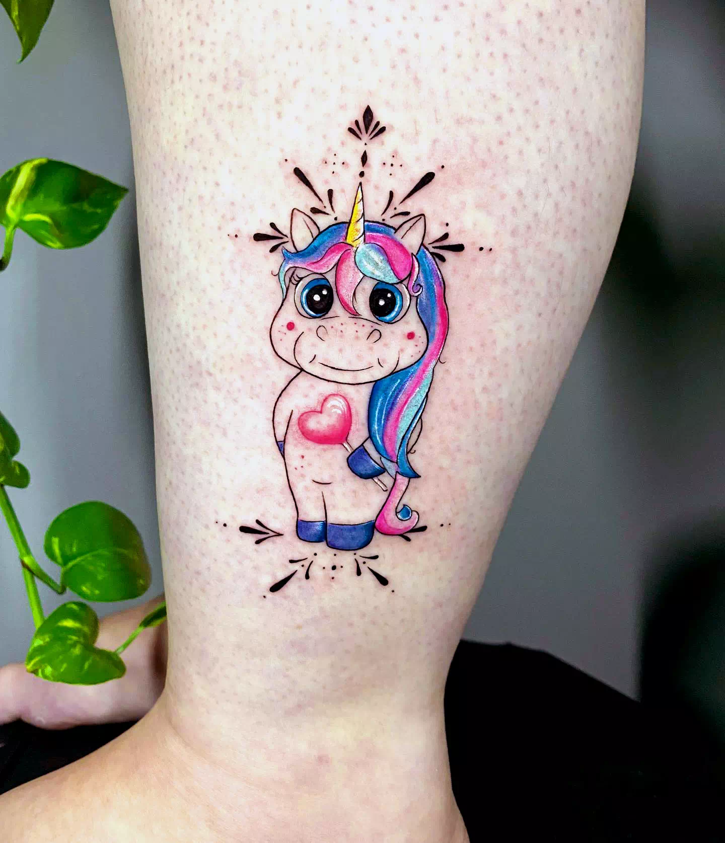 Funny Colorful Unicorn Tattoo