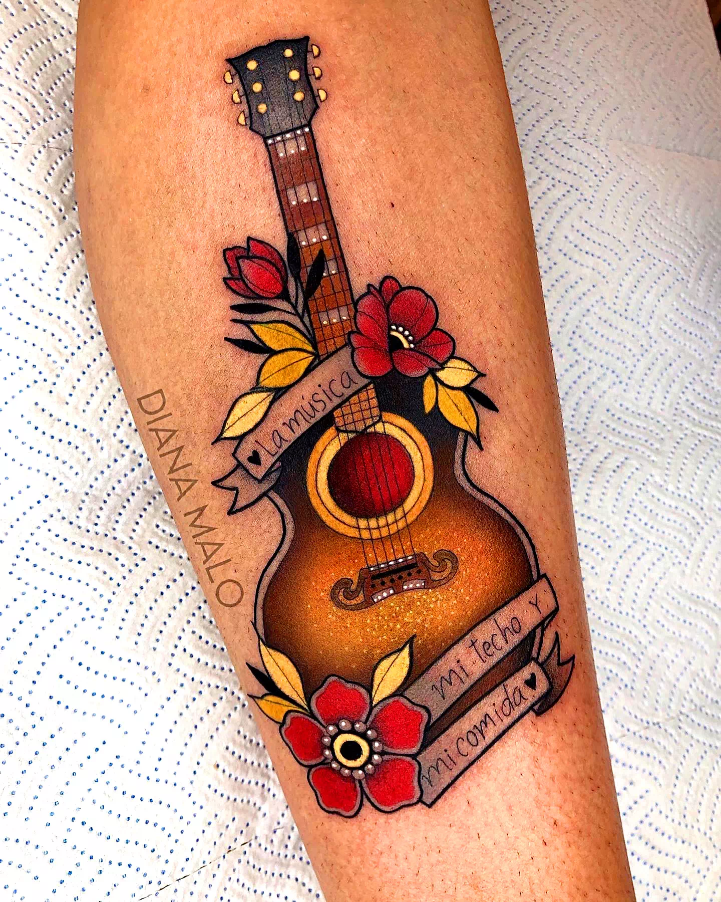 Guitar Tattoo Design 4