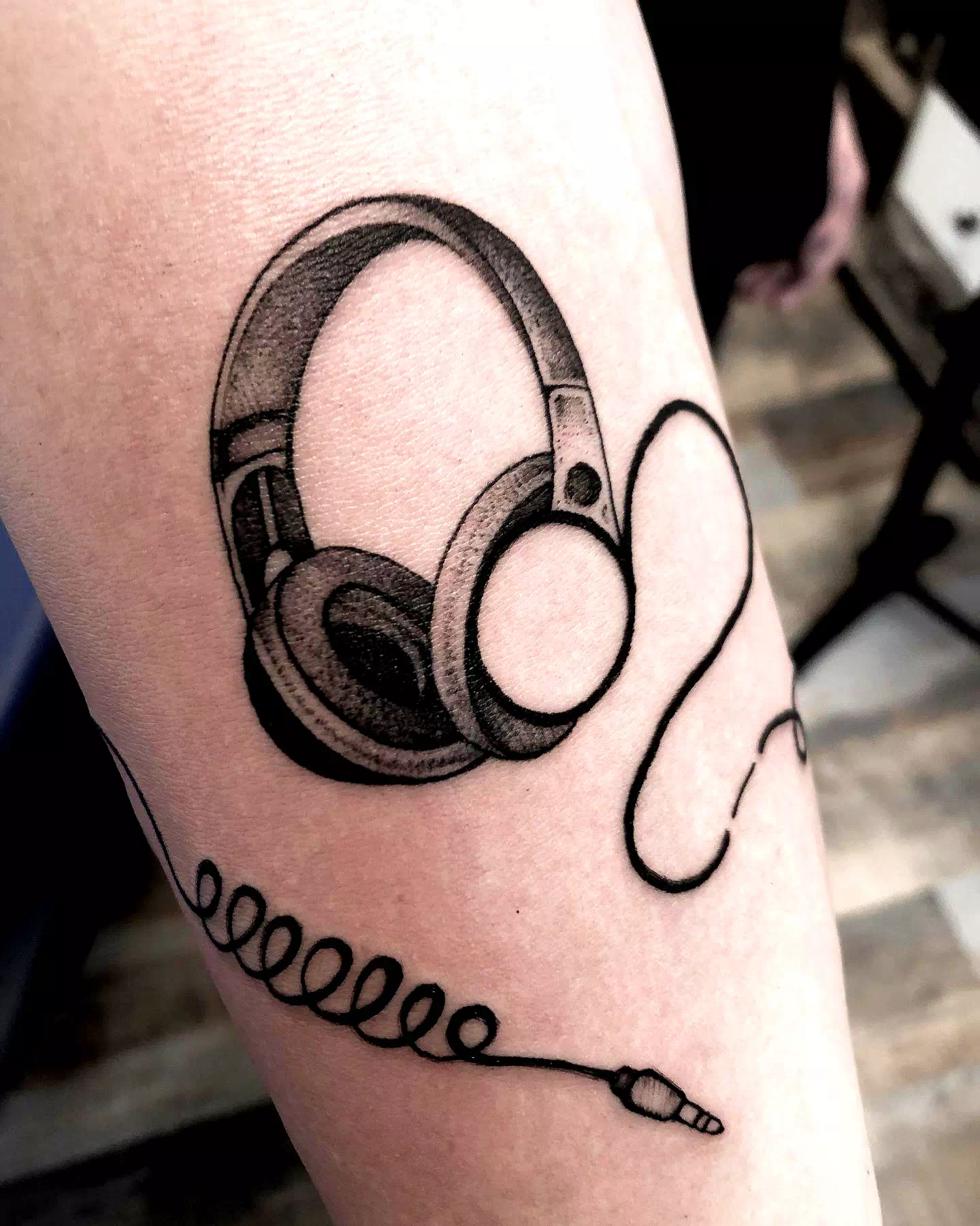 headphones music notes tattoo