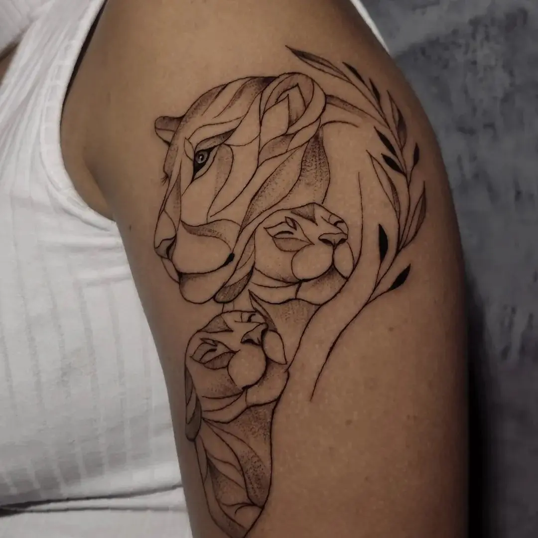 Lioness and Her Cubs Tattoo 2