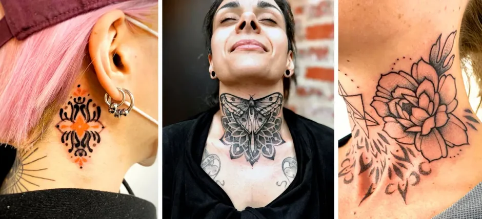 Idea de diseño de tatuaje de cuello para mujer