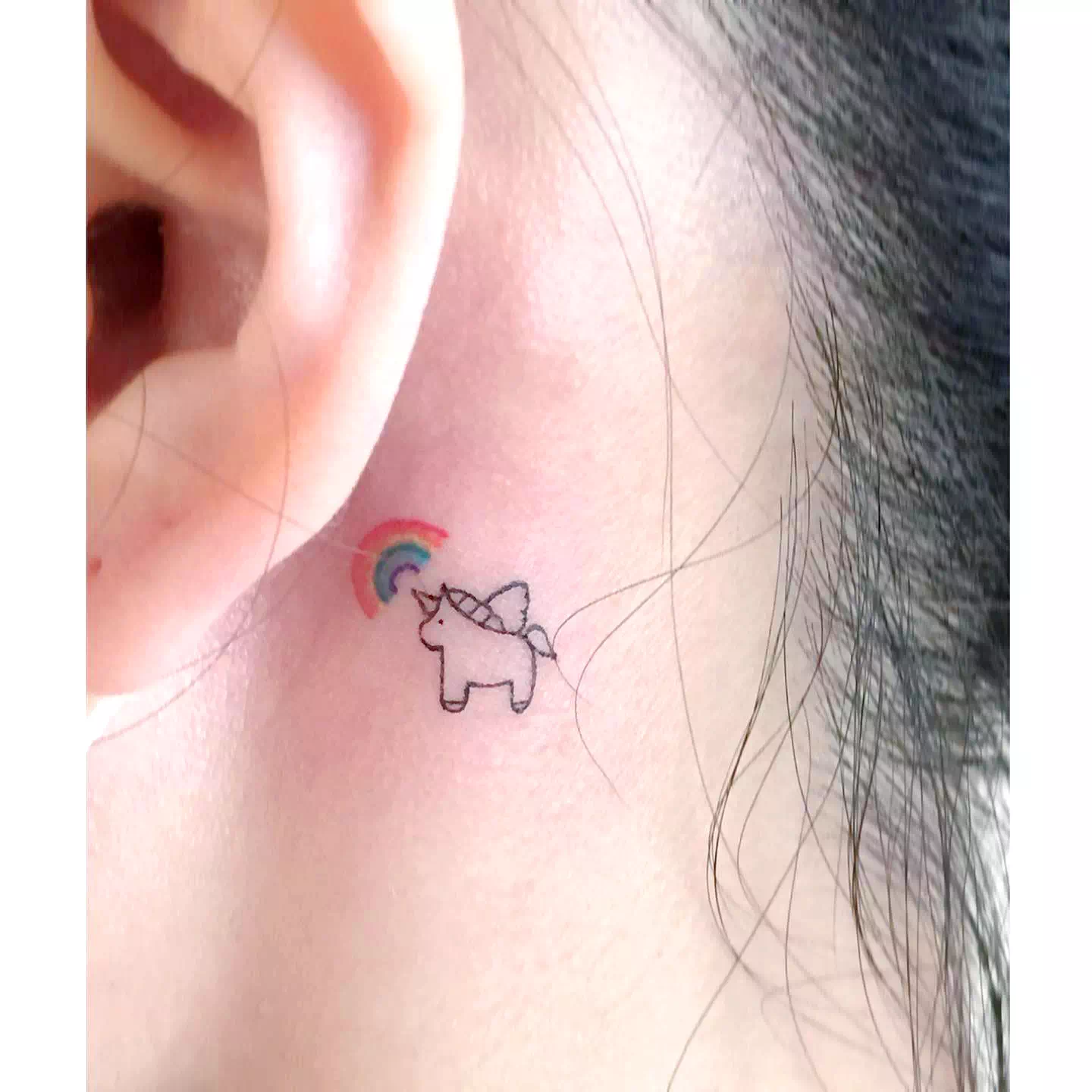 Small Unicorn Tattoo Face Ink