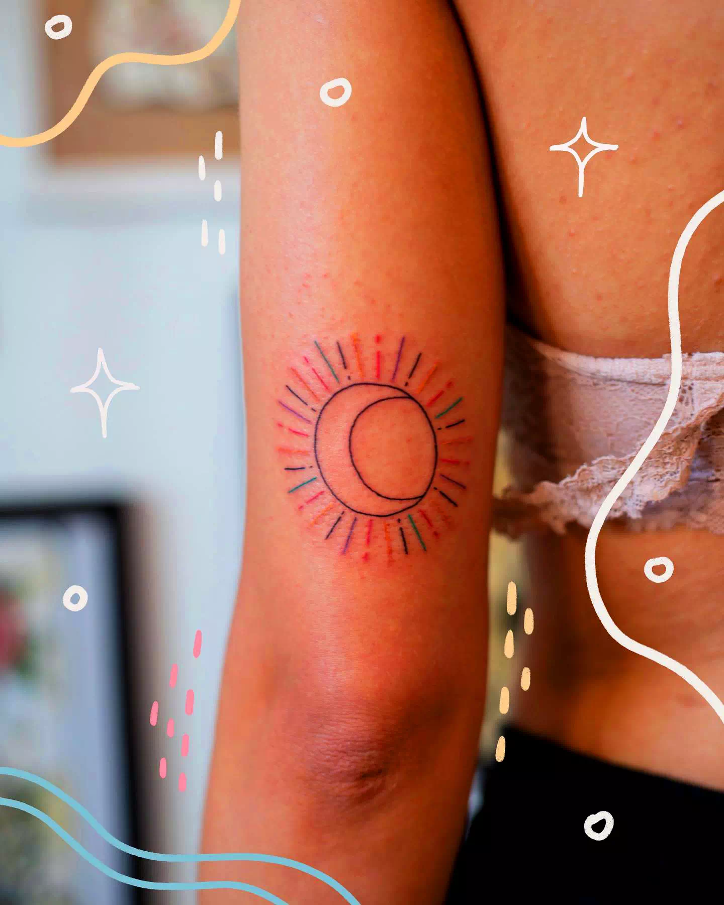 Diseño de tatuaje Sol y Luna entrelazados 3
