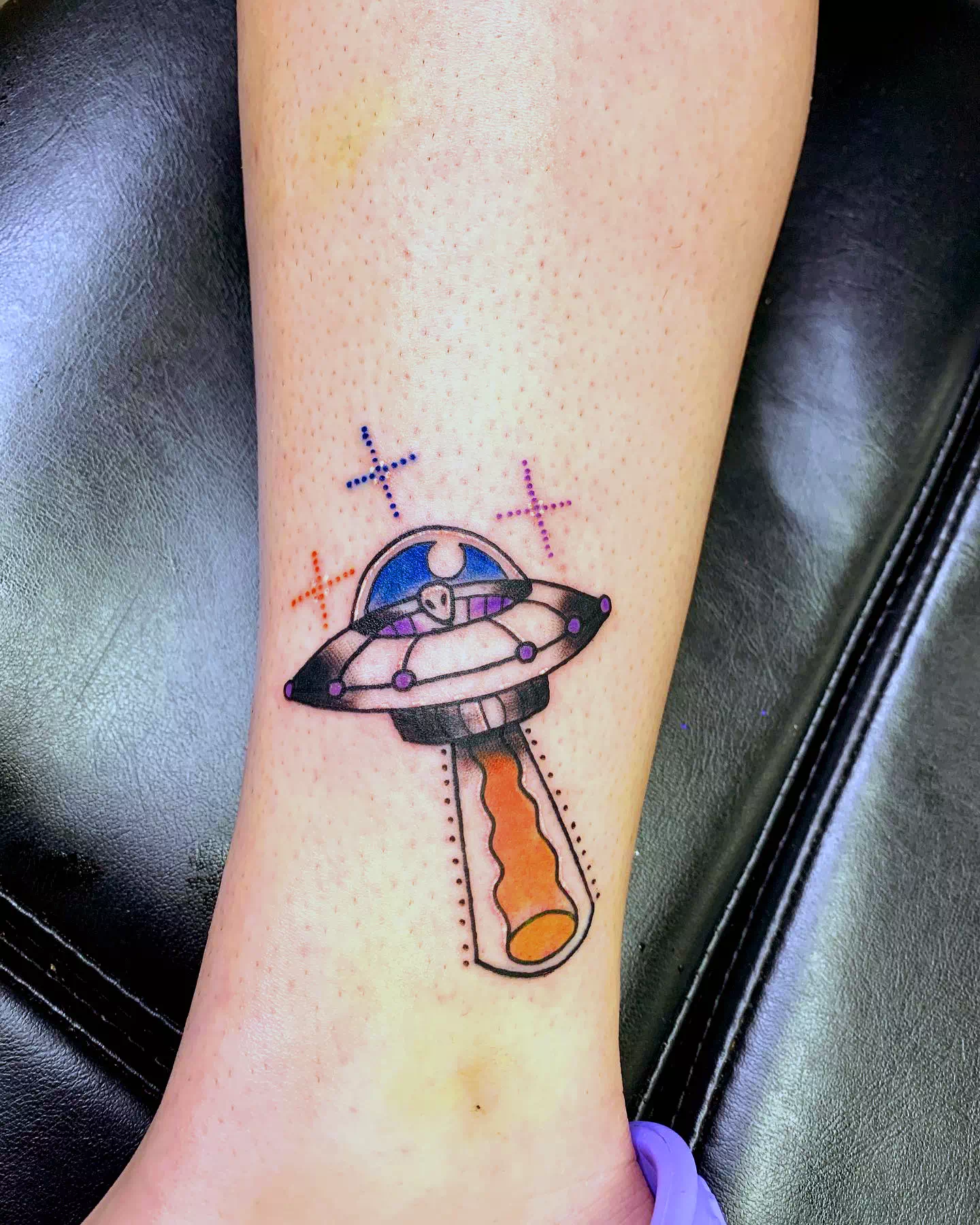 Tiny Alien Spaceship Tattoo 1