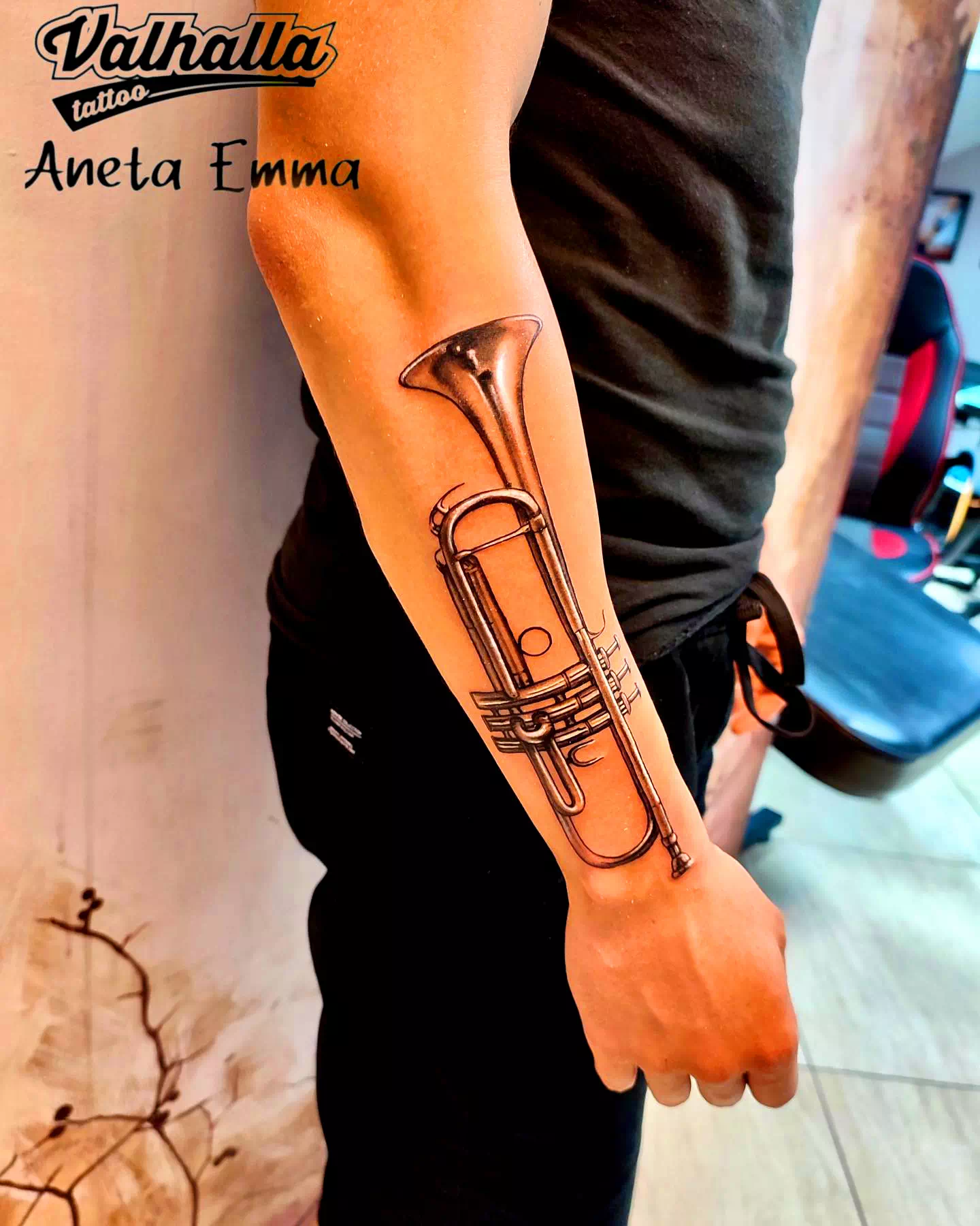 Trumpet Tattoo Design 3