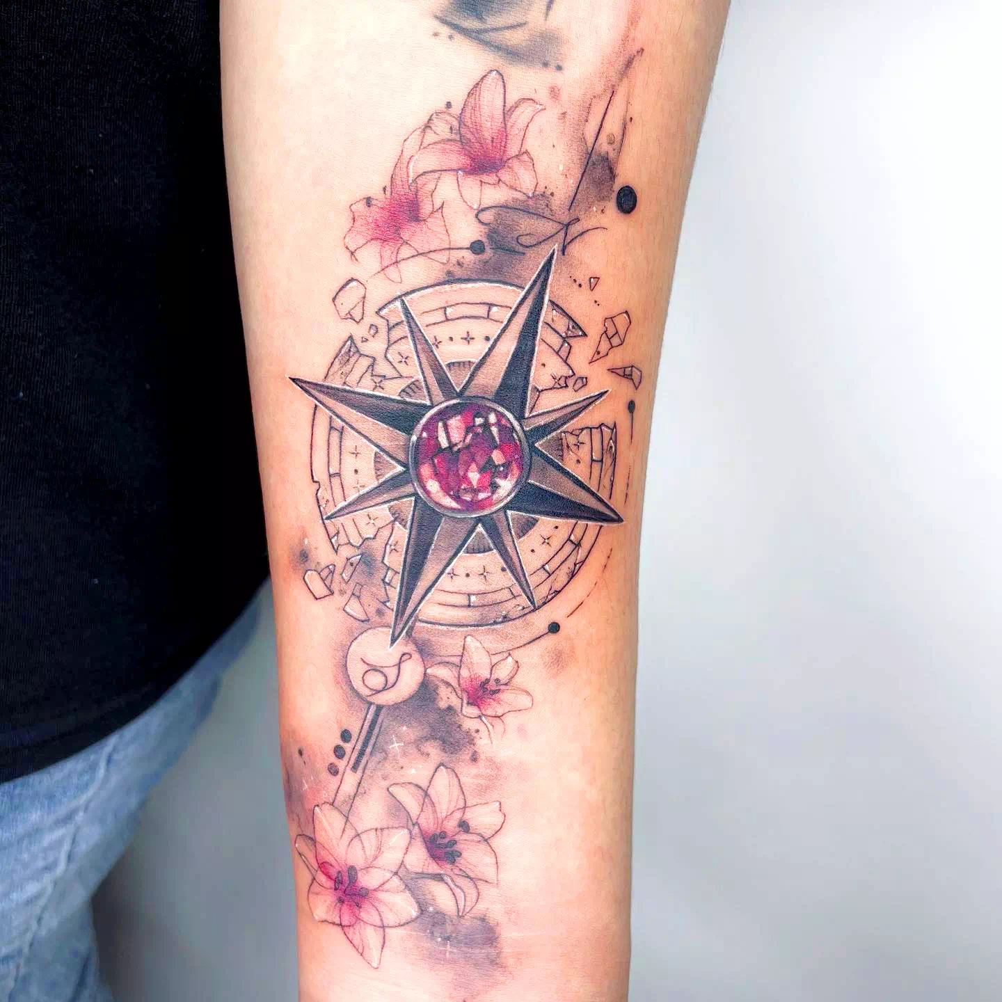 Compass Watercolor Tattoo
