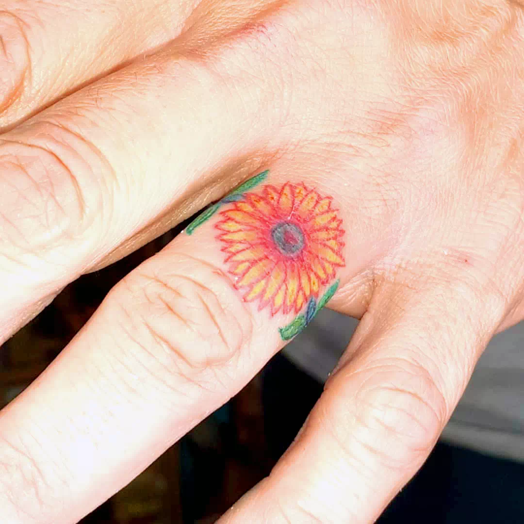 Floral Patterns Wedding Ring Tattoo 2