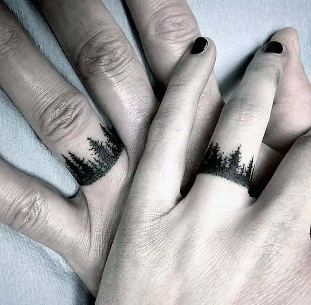 Diseños inspirados en la naturaleza Tatuaje de alianza de boda 5