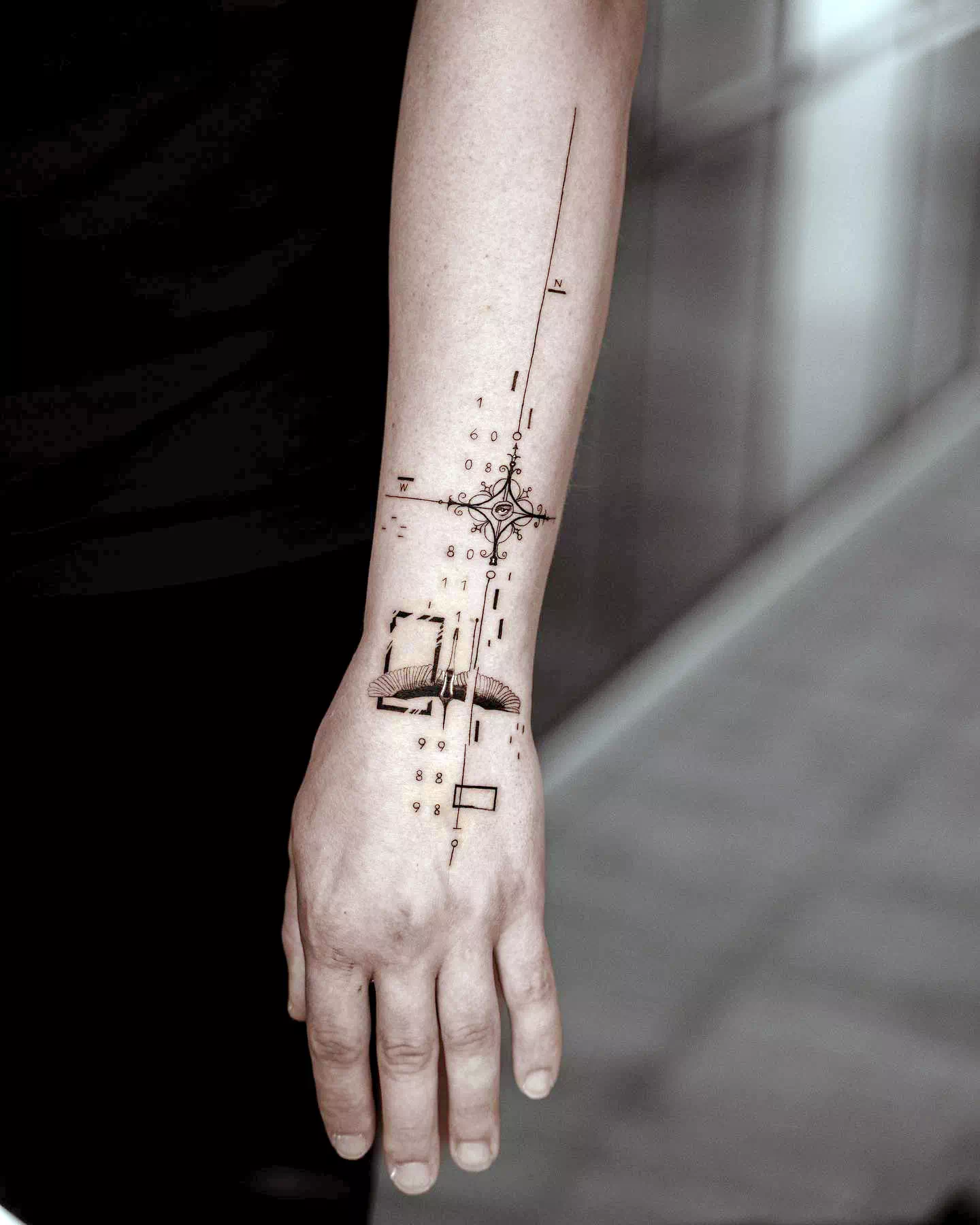 Unique Palm Wrist Compass Tattoo