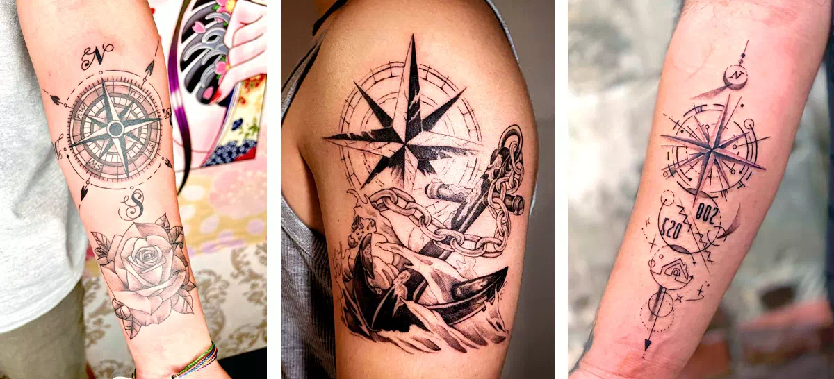 ideas de diseño de tatuajes de brújulas